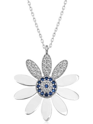 Diger KENPAZAR925 Ayar Gümüş Nazarlı Papatya Kadın Gümüş Kolye