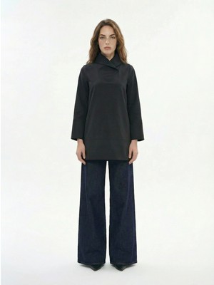 ALLDAY Siyah-Yakası Düğme Detaylı Gömlek