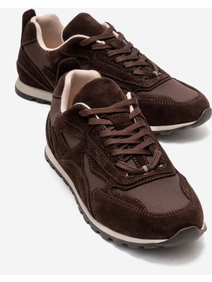 Luvi Sahra Kahverengi Süet Hakiki Deri Kadın Sneaker