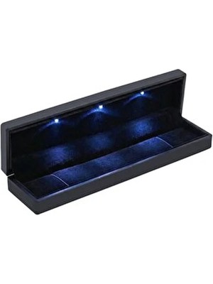 Söğütlü Silver LED Işıklı Lüks Takı Kutusu - Siyah Kadife Içli Bileklik, Kolye ve Takı Sunum Kutusu SGTL13260
