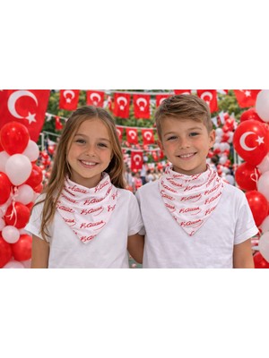 Herşey Nota Atatürk Imza Desenli Beyaz Fular – 12 Adet Paket | Gösteri, Etkinlik ve Tören Bandanası