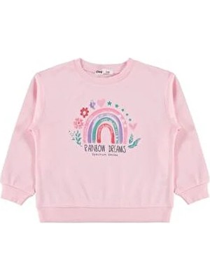 Civil Girls Civil Kız Çocuk Pembe Rainbow Baskılı Sweatshirt Uzun Kollu Regular Fit Ek Özellikler 2-5 Yaş