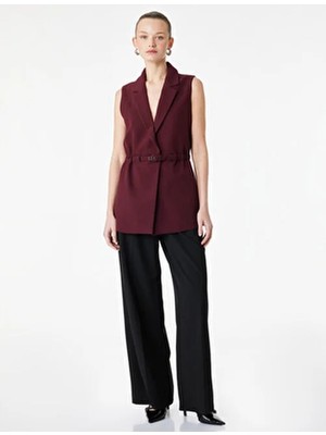 Koton Regular Fit Kolsuz Kemerli Kruvaze Yaka Yelek