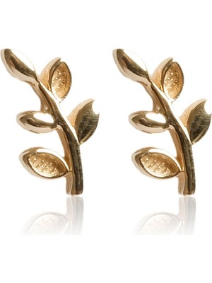 Berk Mücevherat 14 Ayar Altın Zeytin Dalı Küpe