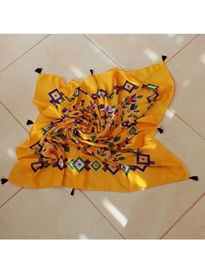 Sinem Şanlı Atelier Yörük Çengelköy Otantik Yazma Eşarp Fular Püsküllü