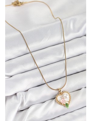 316L Çelik Sanatsal Portre Model Gold Renk Kadın Kolye Midastech