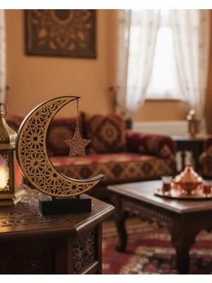3D Hilal Yıldız Süs 23X23 cm Ev ve Ofis Için Şık Aksesuar Midastech