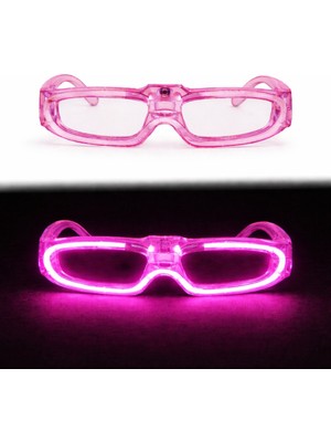 Pembe LED Işıklı Parti Gözlüğü 3 Modlu – Glow - Gece Eğlence Gözlüğü (4887) Midastech