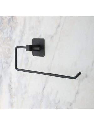 Kendiliğinden Yapışkanlı Siyah Paslanmaz Metal Rulo Havluluk Aparat (4887) Midastech
