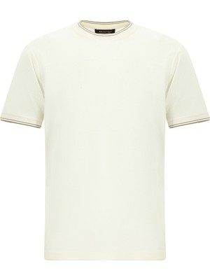 Abdullah Kiğılı Bisiklet Yaka Slim Fit Dar Kesim Desenli Merserize Pamuk T-shirt
