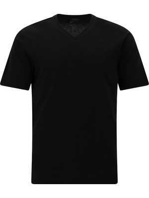 Abdullah Kiğılı V Yaka Regular Fit Nakışlı Pamuklu T-shirt