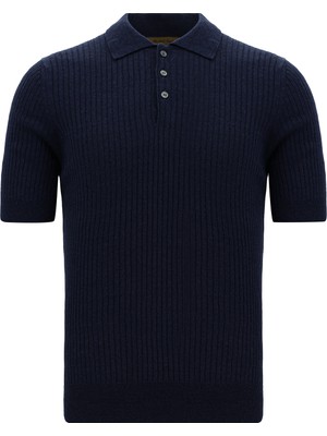 Abdullah Kiğılı Slim Fit Dar Kesim Merserize Pamuk Desenli Polo Yaka T-shirt