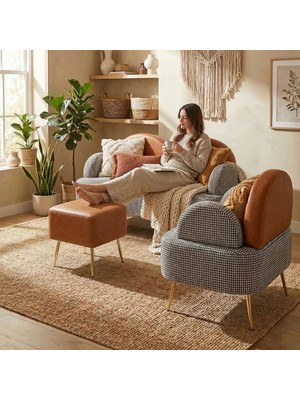 Zem Petra Çay Seti, Siyah Kazayağı/Taba Deri (1 Adet Tekli Berjer 1 Adet Ikili Berjer 1 Adet Puf)