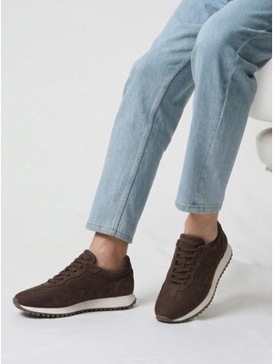 Shoetyle - Hakiki Nubuk Deri Kahverengi Erkek Sneaker - 666-02-18