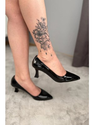 Preshley Kadın Sity Siyah Rugan 6 cm Ince Topuklu Stiletto