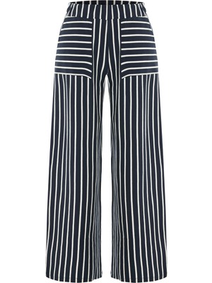 Çizgili Wıde Leg Beli Lastikli Pantolon