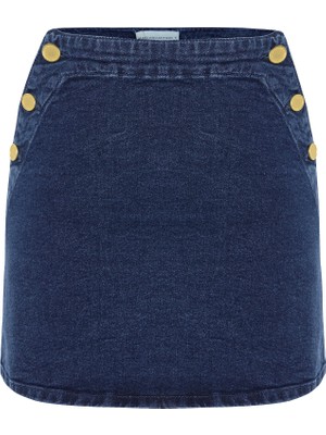 MUDO Düğme Detaylı Jean Mini Etek