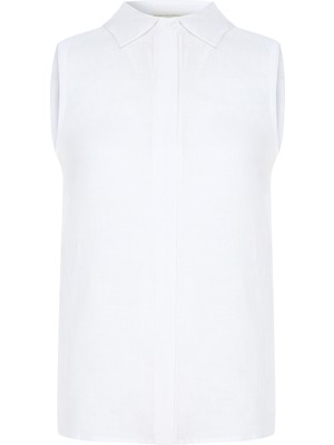 Gizli Düğmeli Kolsuz Gömlek