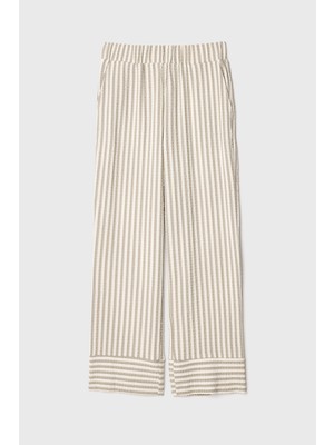 Çizgili Havuç Kesim Beli Lastikli Pantolon