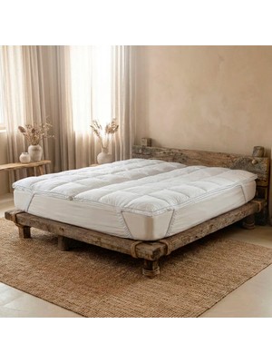 Tüy Geçirmez 2'ye Ayrılabilen %100 Kaz Tüyü Topper 200x200 cm - Piume Classic Comfort