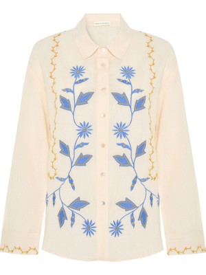 MUDO Etnik Nakışlı Oversıze Gömlek