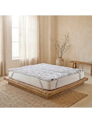 %100 Pamuk Yün Fermuarlı 2'ye Ayrılabilen Topper 200x200 cm - Nature Comfort Serisi