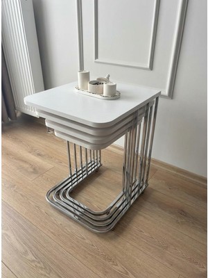 4'lü Tekerlekli Modern Zigon Sehpa