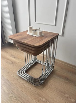 4'lü Tekerlekli Modern Zigon Sehpa