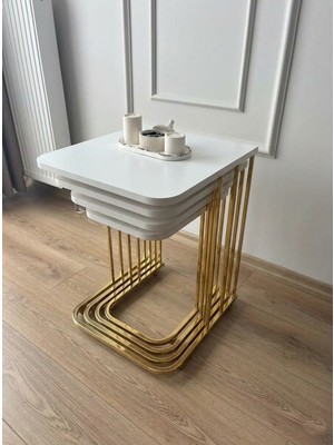 4'lü Tekerlekli Modern Zigon Sehpa