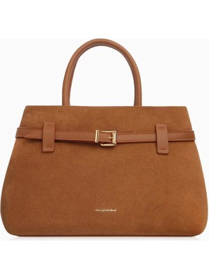 Cengiz Pakel Süet Deri Kemer Detaylı Kadın El – Omuz Çantası - 7605 - Taba