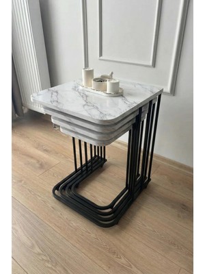 4'lü Tekerlekli Modern Zigon Sehpa