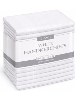 Fırsato Kumaş Kadın Mendili Beyaz 28X28CM, 12ADET, %100 Pamuk, | Mendil