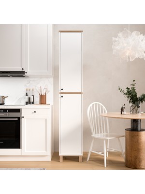 Yurudesign Nord Çok Amaçlı Dolap Mutfak Kiler Banyo Dolabı 195CM Sepet-Beyaz ND12-SW