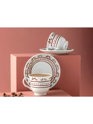 Fain Porselen 2'li Kahve Fincan Takımı 80 ml Bordo