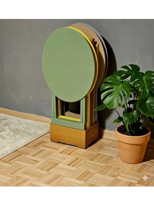Tekir Store Çanta Sehpa Oval Model Ahşap Mdf Dekoratif 4 Lü Zigon