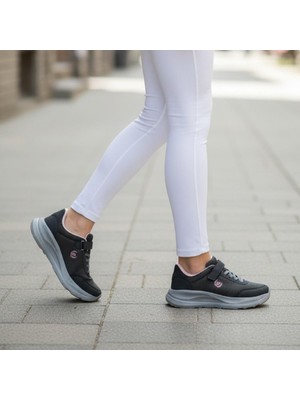 Black Sea 621 Füme Cırtlı Bağacaklı Fuspetli Bayan Spor Ayakkabı