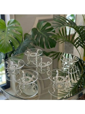 Elta Collection 6 Lı Lüks Metal Ayaklı Kahve Yanı Lokumluk & Çikolatalık – Yüzük Yükseltici, Dekoratif Sunumluk