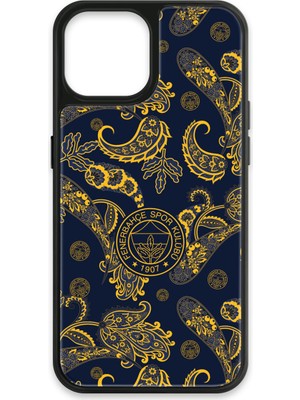 iPhone 13 Uyumlu Fenerbahçe Şal Desenli Cam Lisanslı Telefon Kılıfı