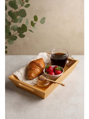 Bambuland Bambu Kare Tepsi - 24X24 cm Doğal Ahşap Ekmeklik ve Sunumluk