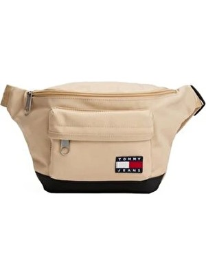 Tommy Hilfiger Erkek Bel Çantası Tjm Ess Daıly Bumbag Bej Desenli Ergonomik Tasarım