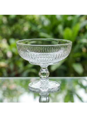 Elta Collection Cam Ayaklı Dondurmalık & Tatlı Kasesi 17 cm | Yaldızlı / Sade Sunum Kasesi | Magnolia Kup, Meyvelik