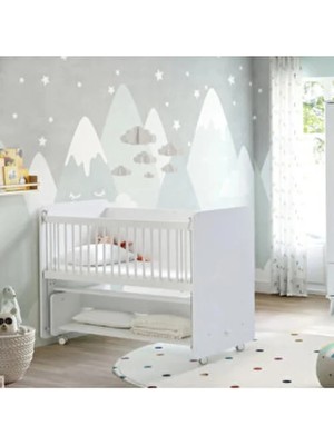 Cozibo Sallanır Tekerlekli Kademeli Anne Yanı Bebek Beşik - Bebek Yatagı - 60X120 cm