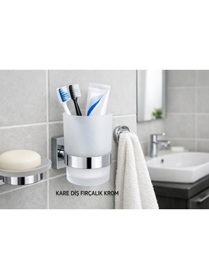 Cromeart Kare Diş Fırçalık Krom