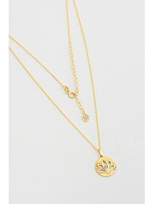 So CHIC Lotus Işığı 18 Ayar Sarı Altın Kaplama 46 Cm Gümüş Kolye