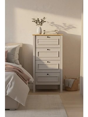 Sarmobi Taiga 4 Çekmeceli Şifonyer 52X103X41 cm Buz Gri – Country Tasarım