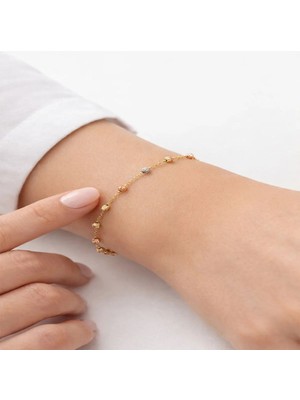 Bilezikci 14 Ayar Altın Top Altınlı Zincir Bileklik - Dorika Toplu Spor Künye