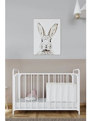 Argimo Bunny 2 Kademeli Metal Bebek Beşiği Park Beşik Karyola 60X120 Beyaz (Cibinliksiz)