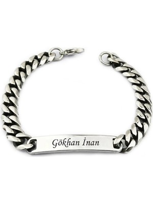 Pigado Isme Kişiye Özel 316L Paslanmaz Çelik Erkek Künye Bileklik