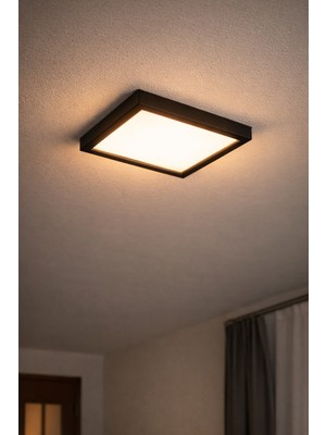24W LED Sıva Üstü Panel 3000K Gün Işığı | CRI90 Siyah Çerçeve Modern Tavan Plafonyer 30X30CM