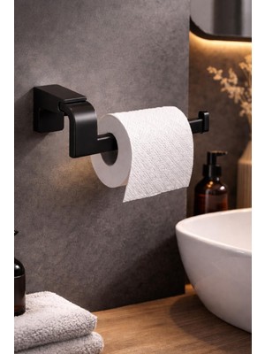 Nil FLORA Siyah Paslanmaz Zamak Açık Tuvalet Kağıtlık